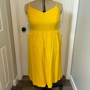 Yellow Striped Midi Dress
